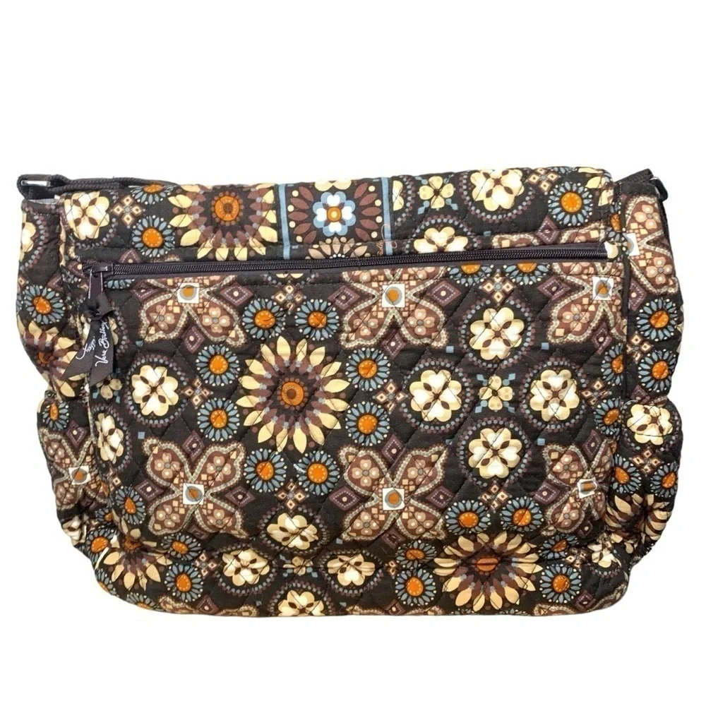 Vera Bradley Crossbody Baby Diaper Messenger Floral Travel Bag Brown Ajust Strap - Picture 2 of 13